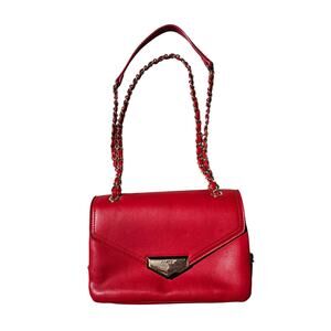 Red Aldo Shoulder Bag Crossbody Back with Sections.